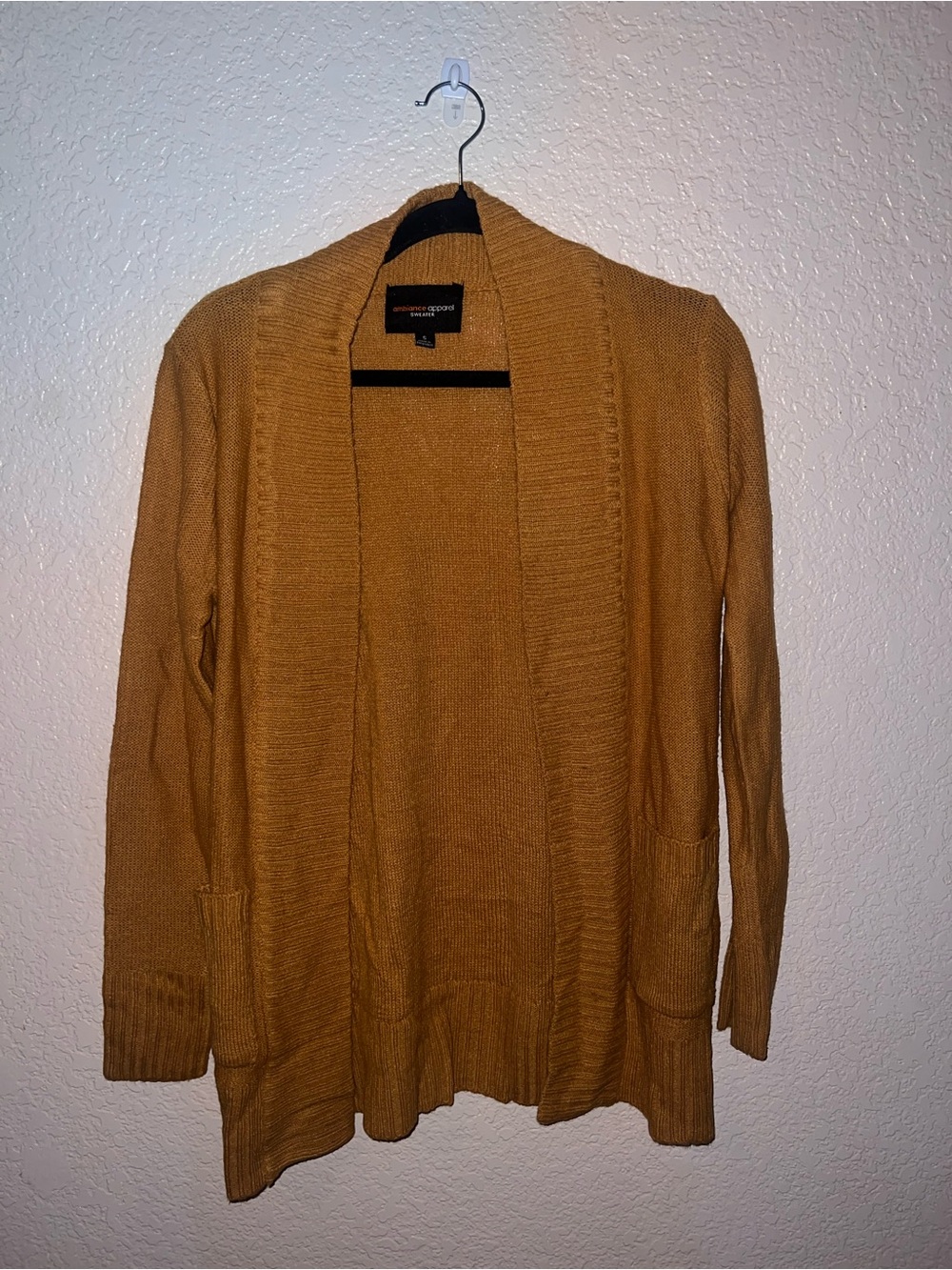 Ambiance Open-Front Pocket Cardigan - Mustard